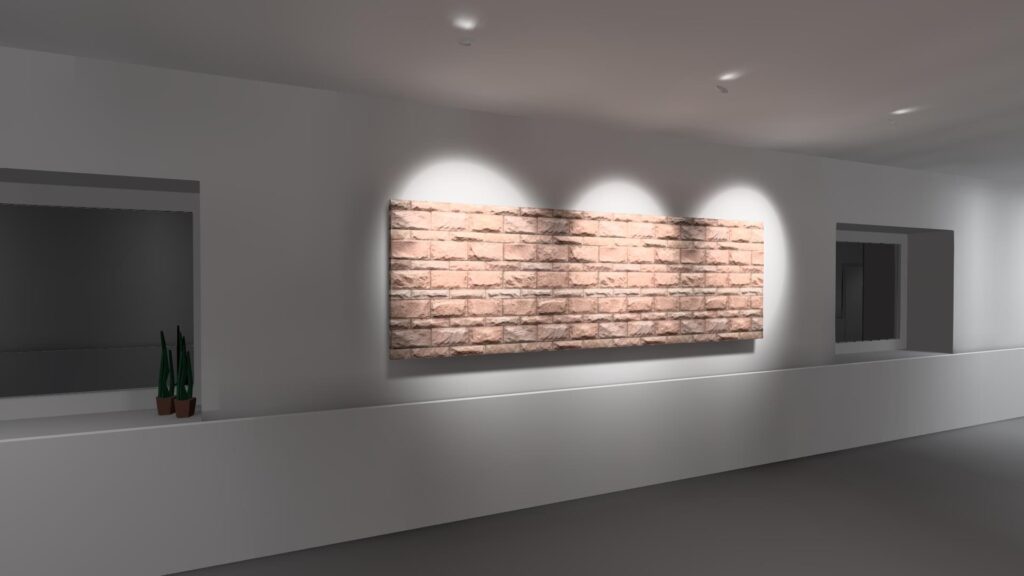 Iluminação de parede com spots orientáveis.